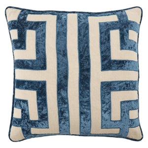 Jaipur Living Nikki Chu Jaipur Living Embroidered Linen Geometric Pillow Cover for Sofas and Accent Chairs Blue PLC102473