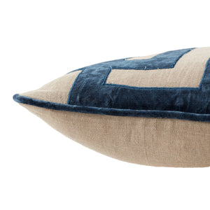 Jaipur Living Nikki Chu Jaipur Living Embroidered Linen Geometric Pillow Cover for Sofas and Accent Chairs Blue PLC102473