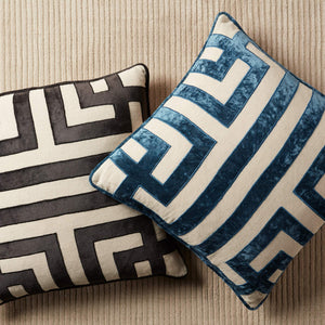 Jaipur Living Nikki Chu Jaipur Living Embroidered Linen Geometric Pillow Cover for Sofas and Accent Chairs Blue PLC102473