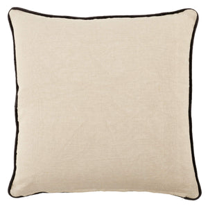 Jaipur Living Nikki Chu Ordella Embroidered Linen Greek Key Throw Pillow for Sofa or Bed Black Poly Fill PLW103762