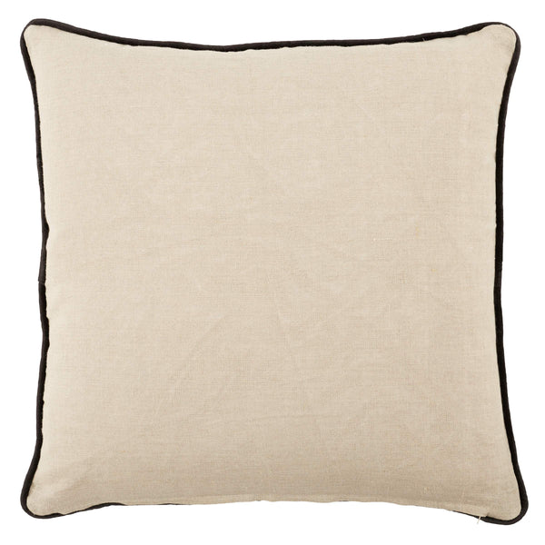 Jaipur Living Nikki Chu Ordella Embroidered Linen Greek Key Throw Pillow for Sofa or Bed Black Poly Fill PLW103762