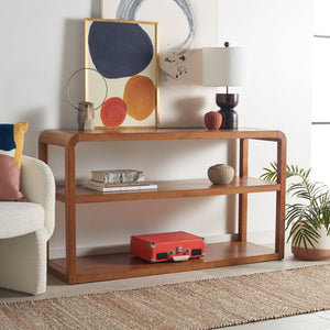 Safavieh Omara 3-Tier Console Table - Elegant Modern Design For Storage & Display In Entryway Or Living Room Walnut CNS1501B