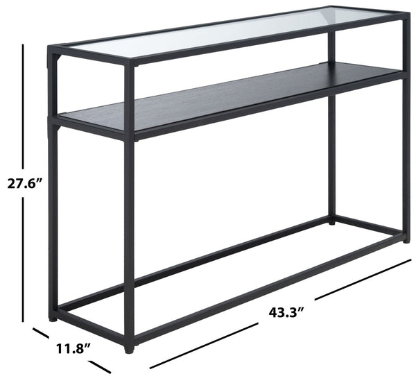 Safavieh Ackley Console Table - Modern Black Frame & Glass Top, Stylish Storage For Entryway & Living Room CNS2000A