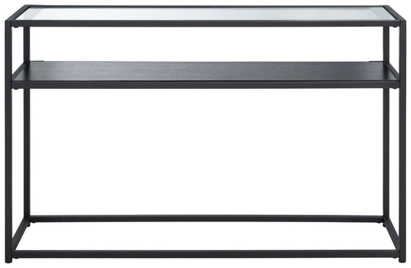 Safavieh Ackley Console Table - Modern Black Frame & Glass Top, Stylish Storage For Entryway & Living Room CNS2000A