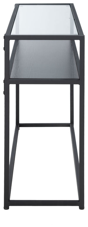 Safavieh Ackley Console Table - Modern Black Frame & Glass Top, Stylish Storage For Entryway & Living Room CNS2000A