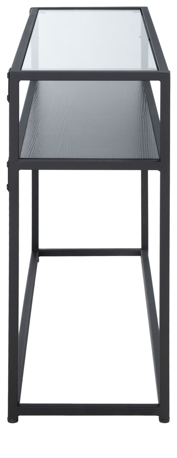 Safavieh Ackley Console Table - Modern Black Frame & Glass Top, Stylish Storage For Entryway & Living Room CNS2000A