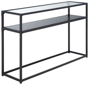 Safavieh Ackley Console Table - Modern Black Frame & Glass Top, Stylish Storage For Entryway & Living Room CNS2000A