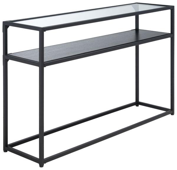 Safavieh Ackley Console Table - Modern Black Frame & Glass Top, Stylish Storage For Entryway & Living Room CNS2000A
