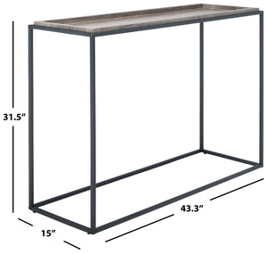 Safavieh Andey Console Table - Modern Minimalist Design With Black Metal Frame & Warm Brown Wood Top, 43" Wide CNS2001A