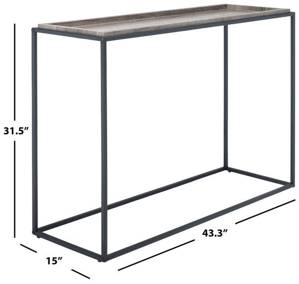 Safavieh Andey Console Table - Modern Minimalist Design With Black Metal Frame & Warm Brown Wood Top, 43" Wide CNS2001A