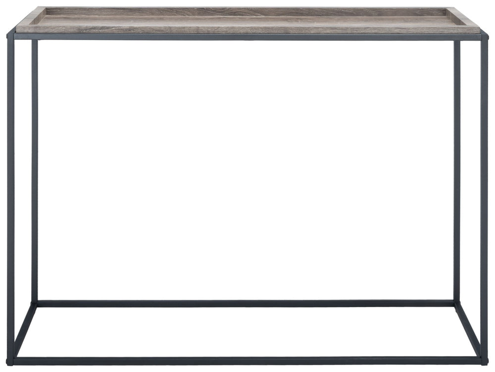 Safavieh Andey Console Table - Modern Minimalist Design With Black Metal Frame & Warm Brown Wood Top, 43" Wide CNS2001A