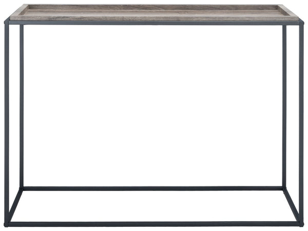 Safavieh Andey Console Table - Modern Minimalist Design With Black Metal Frame & Warm Brown Wood Top, 43" Wide CNS2001A