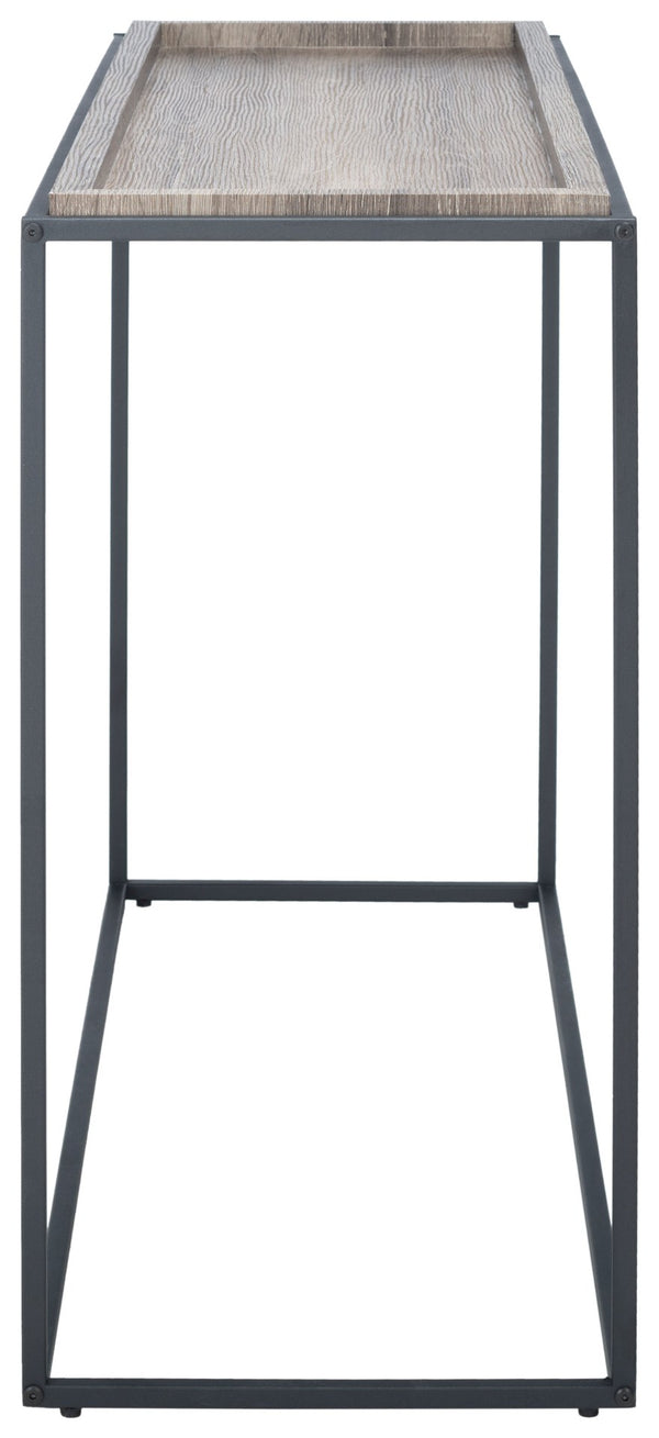 Safavieh Andey Console Table - Modern Minimalist Design With Black Metal Frame & Warm Brown Wood Top, 43" Wide CNS2001A