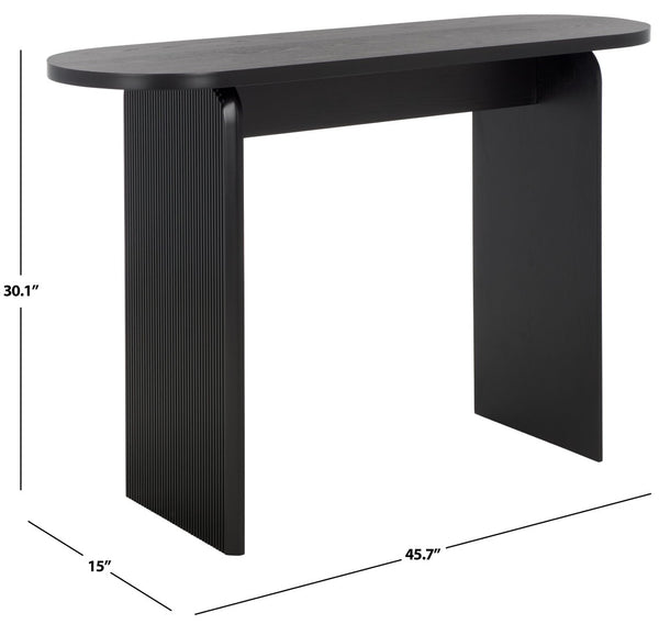 Safavieh Syura Modern Ribbed Console Table - Sculptural Design For Entryways And Living Spaces, 45.66" Wide Black CNS2100B