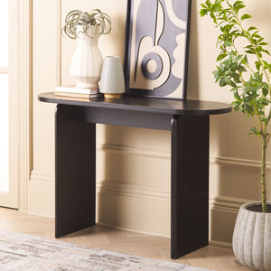 Safavieh Syura Modern Ribbed Console Table - Sculptural Design For Entryways And Living Spaces, 45.66" Wide Black CNS2100B