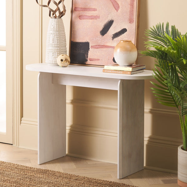 Safavieh Syura Modern Ribbed Console Table - Sculptural Design For Entryways And Living Spaces, 45.66" Wide White Wash CNS2100C