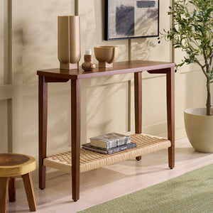 Safavieh Chasu Console Table - Elegant Walnut Design With Rustic Rope Detail For Stunning Home Décor Appeal Walnut Wood Cns2303a