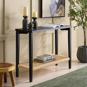 Safavieh Chasu Console Table - Elegant Walnut Design With Rustic Rope Detail For Stunning Home Décor Appeal Black Wood Cns2303b
