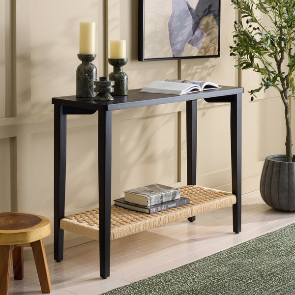 Safavieh Chasu Console Table - Elegant Walnut Design With Rustic Rope Detail For Stunning Home Décor Appeal Black Wood Cns2303b