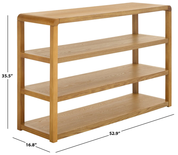 Safavieh Omara 4 Tier Console Table - Stylish Wooden Display & Storage Solution For Your Living Space Decor Natural Wood Cns2310a