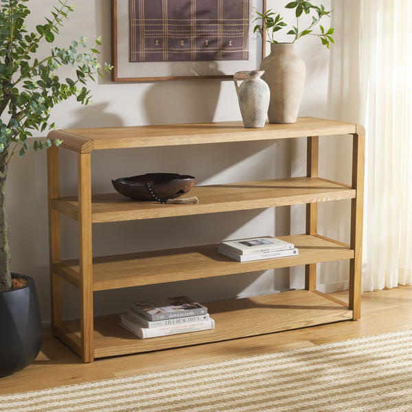Safavieh Omara 4 Tier Console Table - Stylish Wooden Display & Storage Solution For Your Living Space Decor Natural Wood Cns2310a