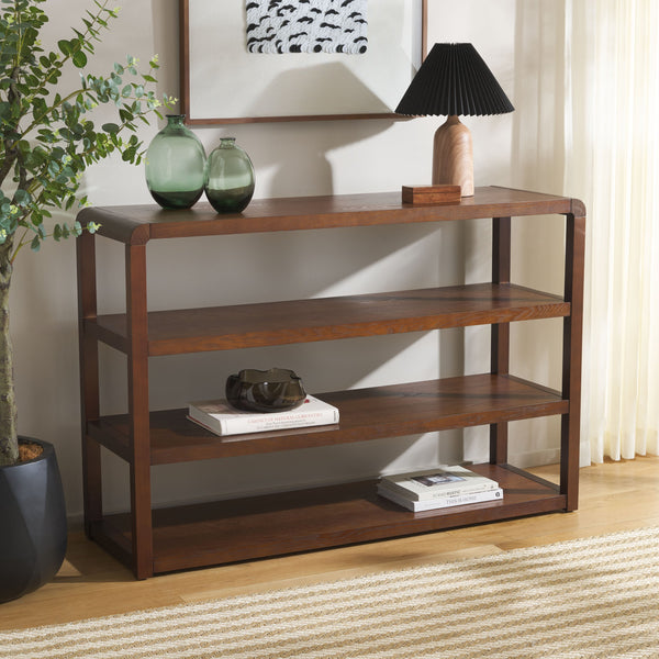 Safavieh Omara 4 Tier Console Table - Stylish Wooden Display & Storage Solution For Your Living Space Decor Walnut Wood Cns2310b