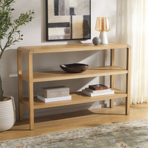 Safavieh Omara 2 Shelf Console Table - Rustic Wood Design For Elegant Home Décor And Functional Storage Solutions Natural Wood Cns2311a