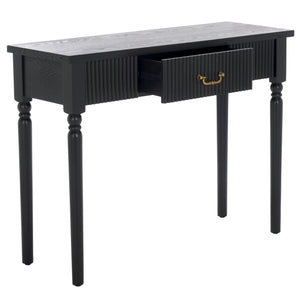 Safavieh Hanaka 1 Drawer Console Table - Elegant Black Mdf Design For Modern & Traditional Spaces Black Wood Cns2312a