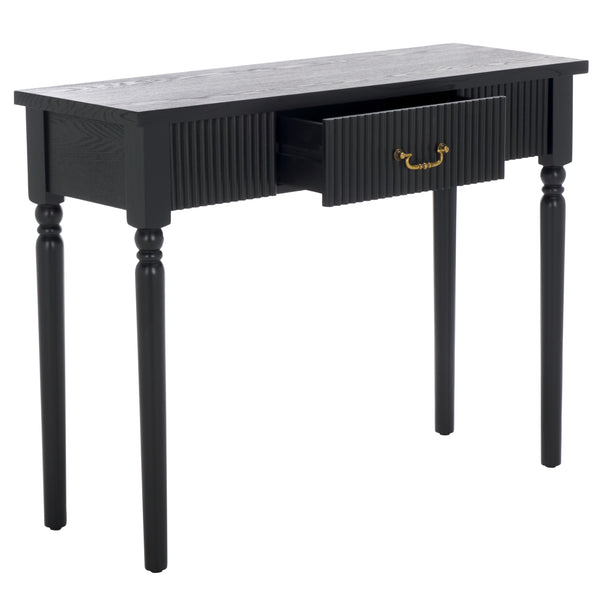 Safavieh Hanaka 1 Drawer Console Table - Elegant Black Mdf Design For Modern & Traditional Spaces Black Wood Cns2312a