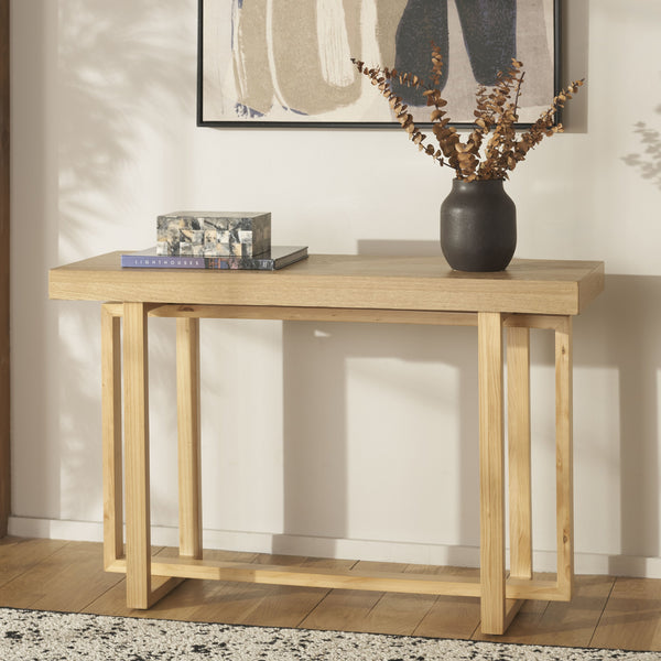 Safavieh Otaki Console Table - Rustic Pine Wood Elegance For Living Room, Foyer & Dining Spaces, Versatile Charm Natural Wood Cns2313a