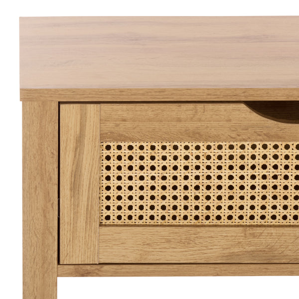 Safavieh Seeley 2 Drawer Console Table – Elegant Oak Finish, Natural Rattan Design For Stylish Storage Solutions Oak Pb,Mdf Cns3100a