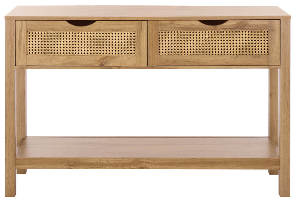 Safavieh Seeley 2 Drawer Console Table – Elegant Oak Finish, Natural Rattan Design For Stylish Storage Solutions Oak Pb,Mdf Cns3100a