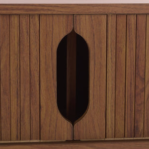 Safavieh Ilyum Tambour Door Console Table - Mid-Century Walnut Accent For Entryway, Hallway & Living Room CNS3101A