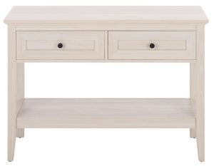 Safavieh Sondra Scandinavian Console Table with Two Drawers and Open Shelf for Entryway White Oak CNS3102A