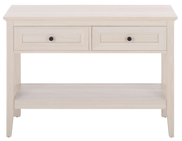 Safavieh Sondra Scandinavian Console Table with Two Drawers and Open Shelf for Entryway White Oak CNS3102A