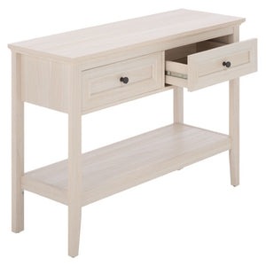 Safavieh Sondra Scandinavian Console Table with Two Drawers and Open Shelf for Entryway White Oak CNS3102A