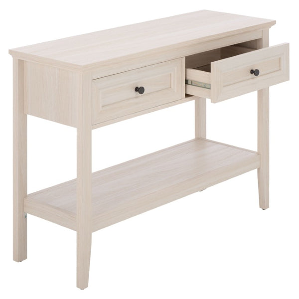 Safavieh Sondra Scandinavian Console Table with Two Drawers and Open Shelf for Entryway White Oak CNS3102A
