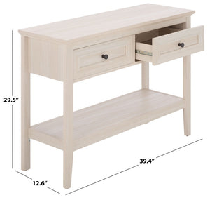 Safavieh Sondra Scandinavian Console Table with Two Drawers and Open Shelf for Entryway White Oak CNS3102A
