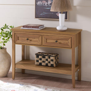 Safavieh Sondra Scandinavian Console Table with Two Drawers and Open Shelf for Entryway Oak CNS3102B