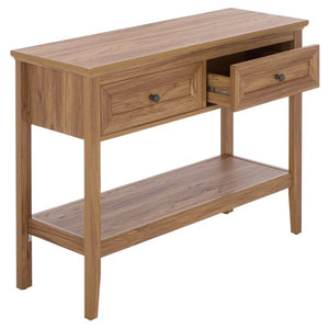 Safavieh Sondra Scandinavian Console Table with Two Drawers and Open Shelf for Entryway Oak CNS3102B