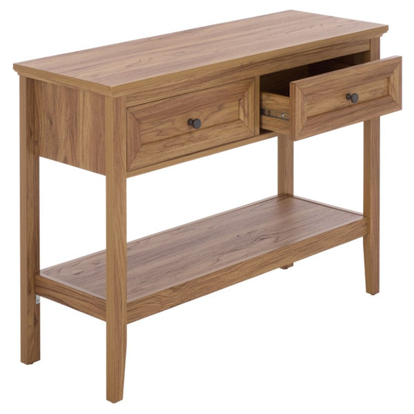 Safavieh Sondra Scandinavian Console Table with Two Drawers and Open Shelf for Entryway Oak CNS3102B