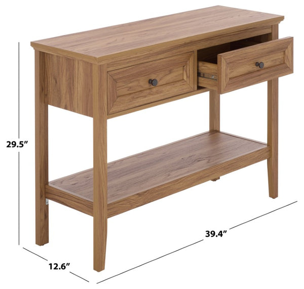 Safavieh Sondra Scandinavian Console Table with Two Drawers and Open Shelf for Entryway Oak CNS3102B