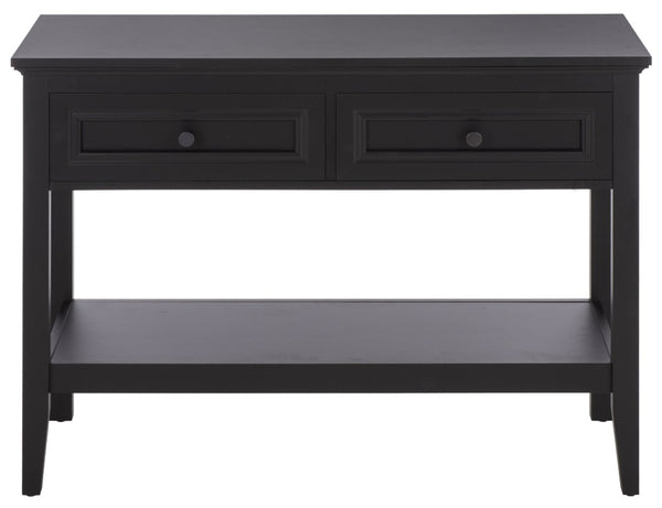 Safavieh Sondra Scandinavian Console Table with Two Drawers and Open Shelf for Entryway Black CNS3102C