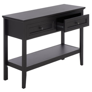 Safavieh Sondra Scandinavian Console Table with Two Drawers and Open Shelf for Entryway Black CNS3102C