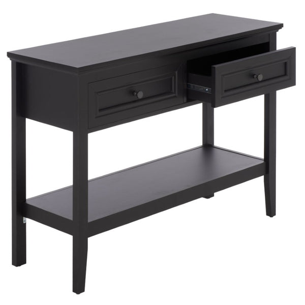 Safavieh Sondra Scandinavian Console Table with Two Drawers and Open Shelf for Entryway Black CNS3102C