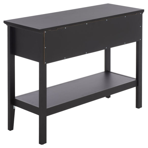 Safavieh Sondra Scandinavian Console Table with Two Drawers and Open Shelf for Entryway Black CNS3102C