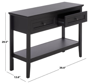 Safavieh Sondra Scandinavian Console Table with Two Drawers and Open Shelf for Entryway Black CNS3102C