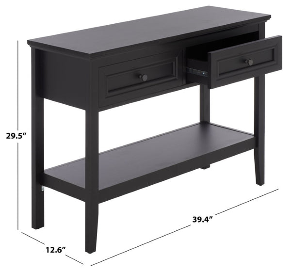 Safavieh Sondra Scandinavian Console Table with Two Drawers and Open Shelf for Entryway Black CNS3102C