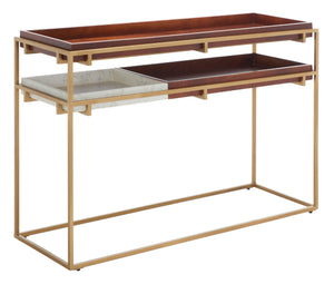 Safavieh Akari Marble Console Table - Luxurious White Marble, Brown Mango Wood & Gold Frame For Glamorous Decor CNS3700A
