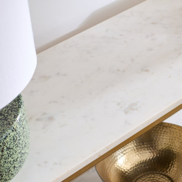 Safavieh Kenna Marble Console Table - Glamorous Gold Frame & White Marble Shelves For Modern Interiors CNS3701A